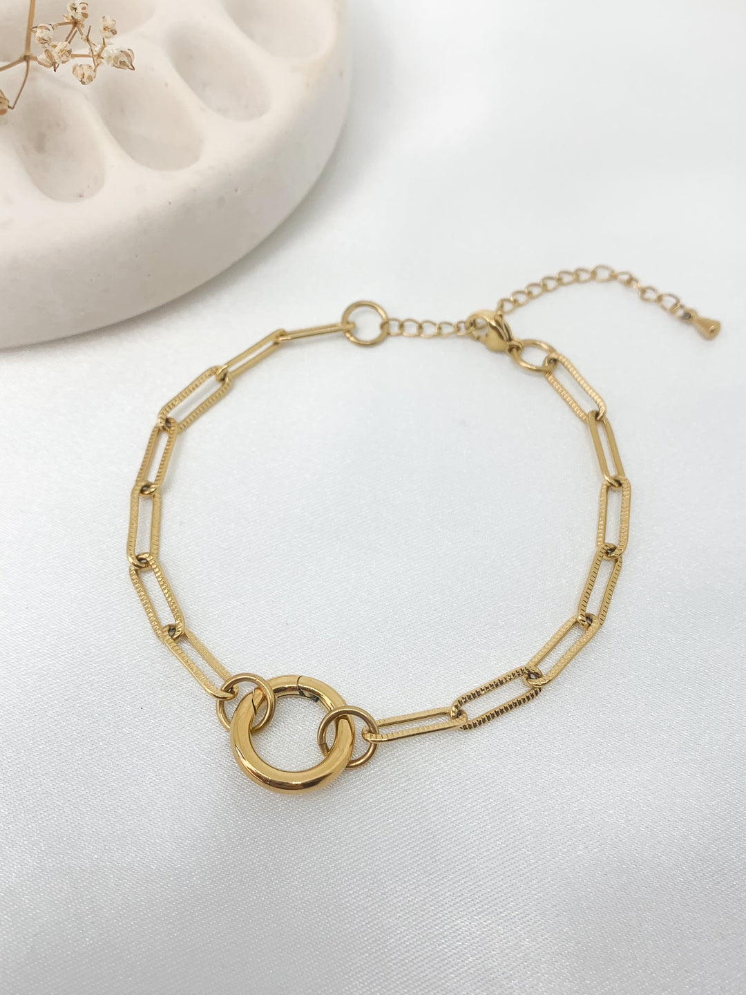 Bracelet maille rectangle MON CHARM'S rond - à personnaliser