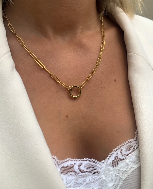 Collier maille rectangle MON CHARM'S rond - à personnaliser