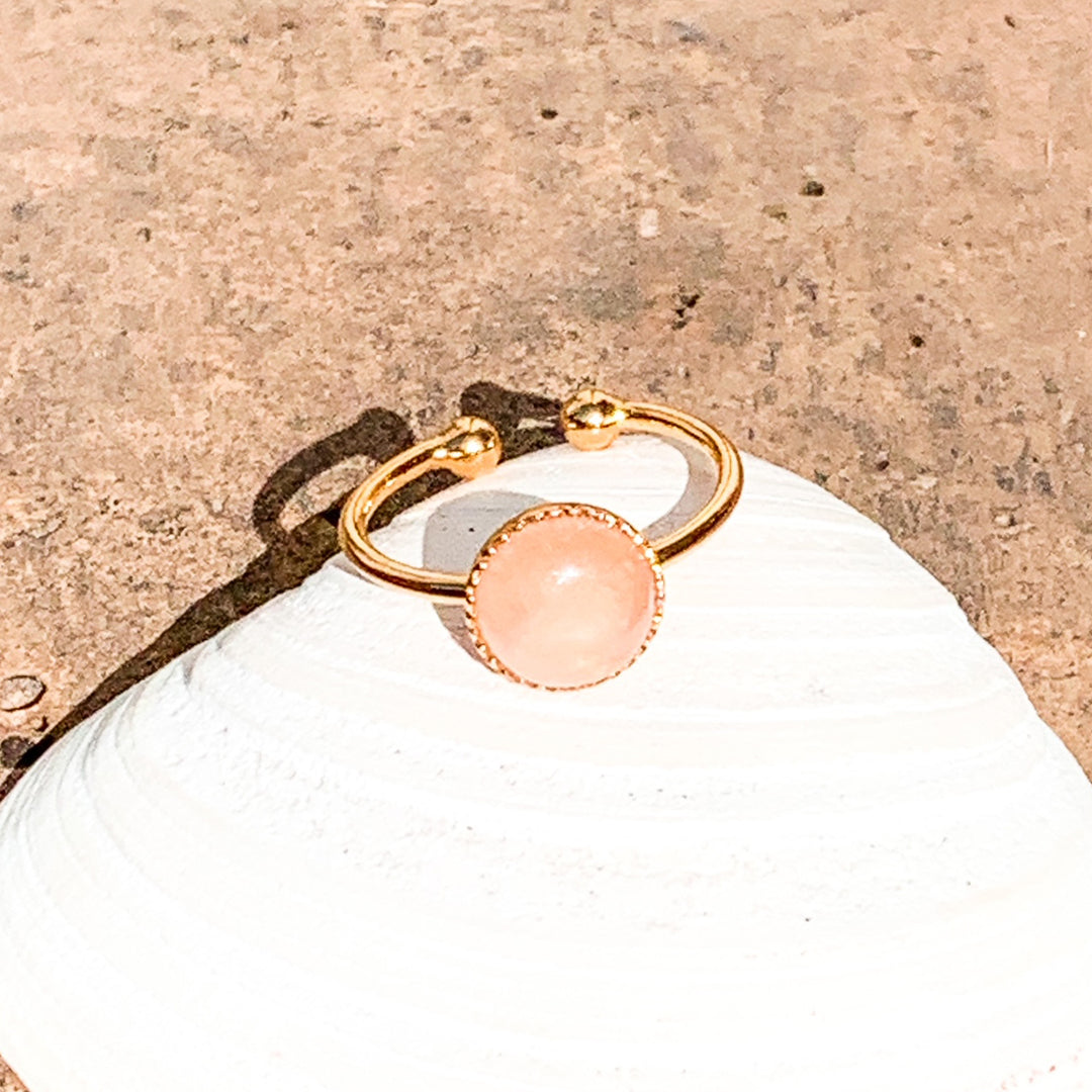 bague plaqué or et quartz rose JEANNE