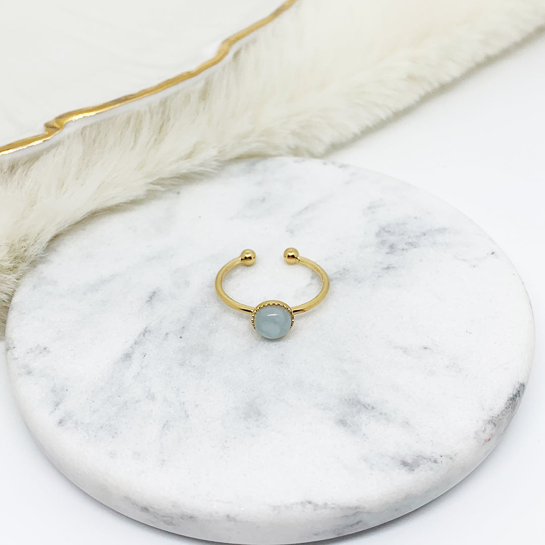 Bague JEANNETTE plaqué or / aigue-marine