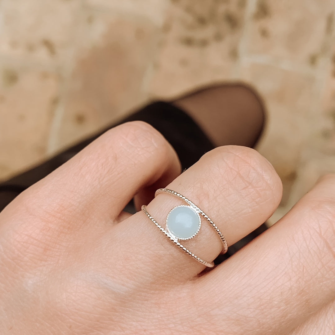 Bague LILIE argent / aigue-marine