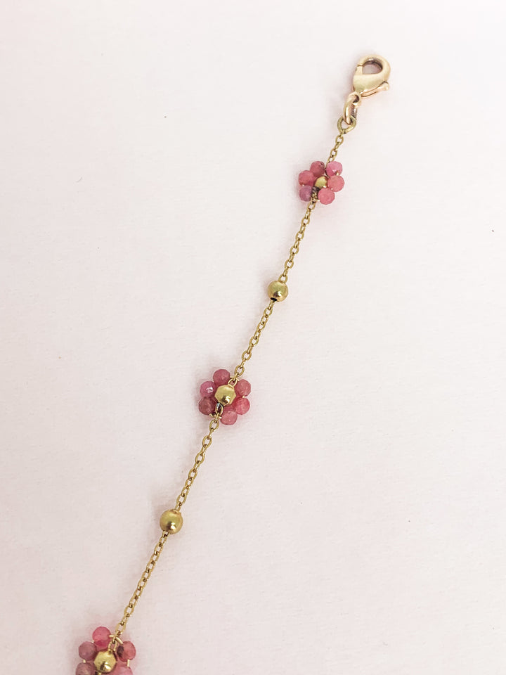 Bracelet Fleur calcédoine rose
