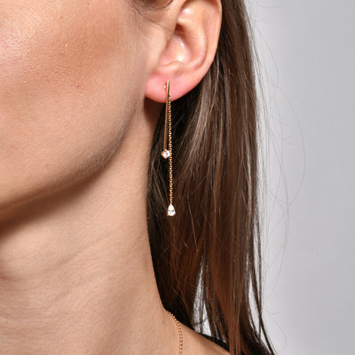 Boucles d'oreilles pendantes Joy plaqué or / pierre zirconium