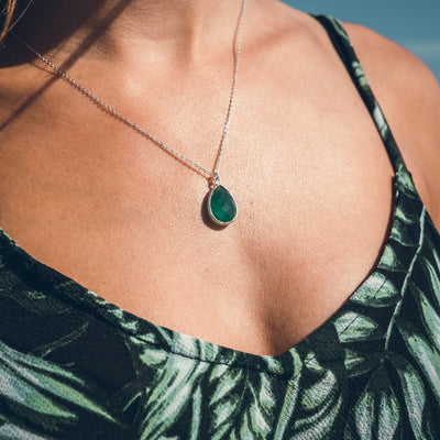 Pendentif ALICIA argent / agate verte