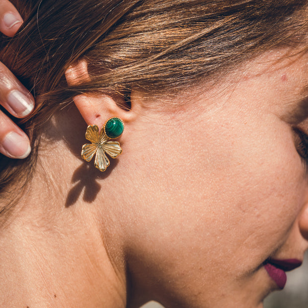 Boucles d'oreilles 2 en 1 FLOWERS (pierres au choix)