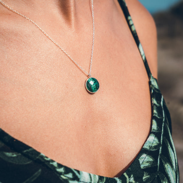Pendentif LISIE argent / malachite