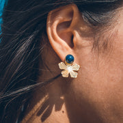 Boucles d'oreilles 2 en 1 FLOWERS (pierres au choix)