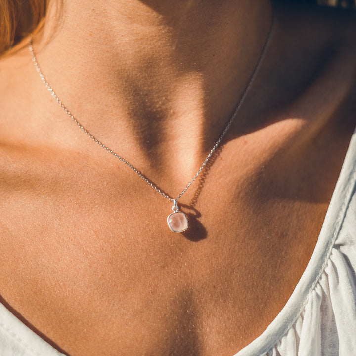 pendentif argent et quartz rose LISON