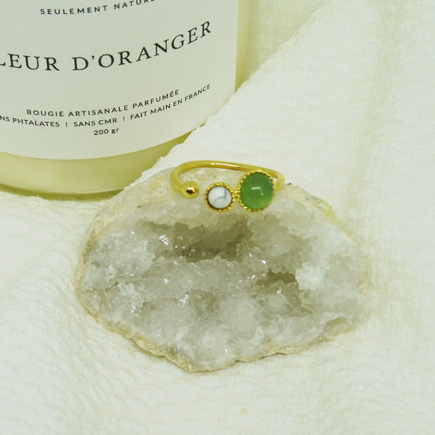 Bague CHIARRA plaquée or / aventurine et howlite