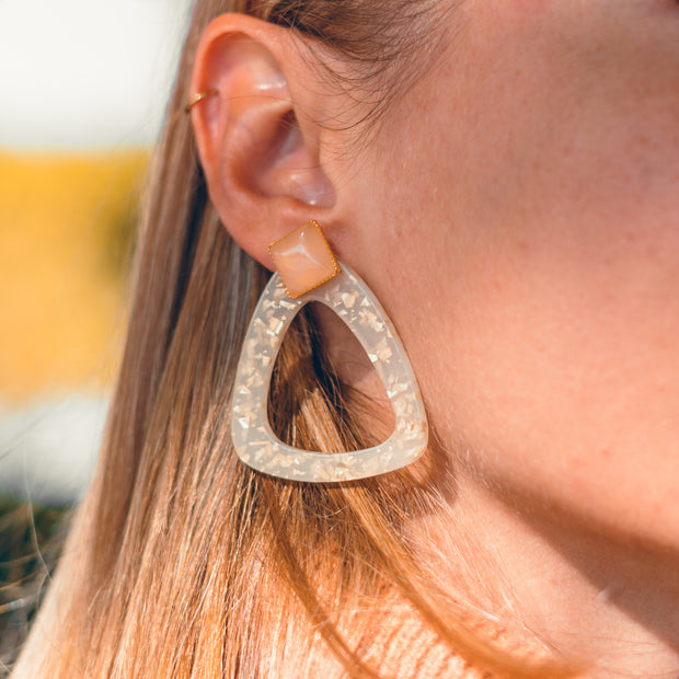 Boucles d'oreilles 2 en 1 CLARA / quartz rose