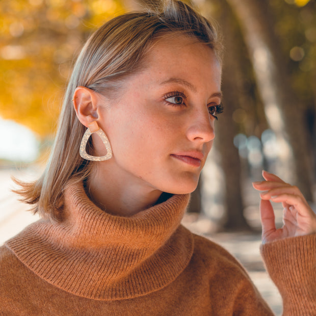 Boucles d'oreilles 2 en 1 CLARA / quartz rose