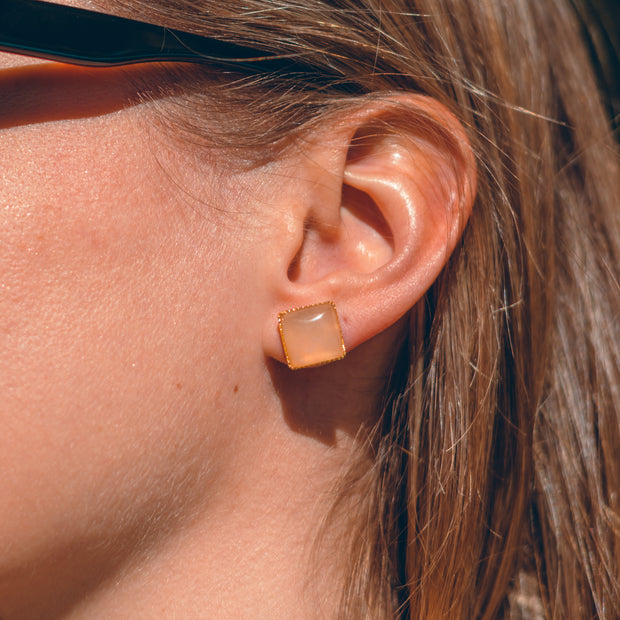 Puces d'oreilles NINON / quartz rose