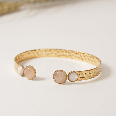 Jonc LIVIA quartz rose / nacre naturelle