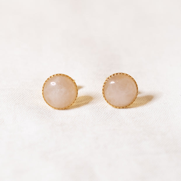 puces d'oreilles quartz rose LEONORE