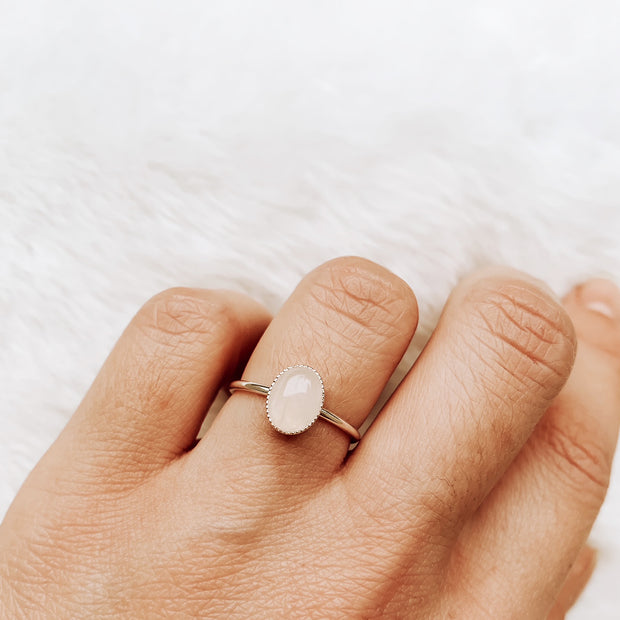 La bague plaqué argent et quartz rose GISELE