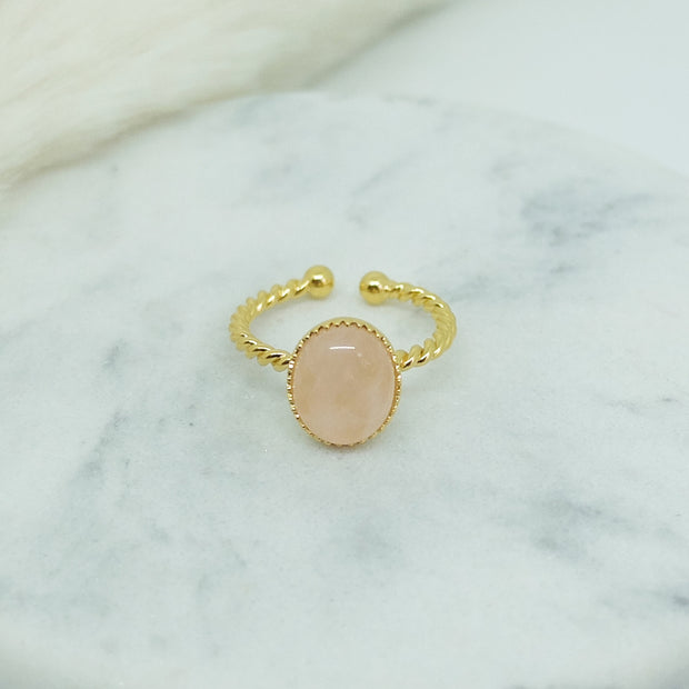 Bague ANDREA plaqué or / quartz rose