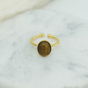 Bague ANDREA plaqué or / oeil de tigre