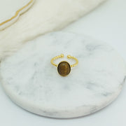 Bague ANDREA plaqué or / oeil de tigre