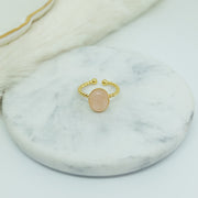 Bague ANDREA plaqué or / quartz rose