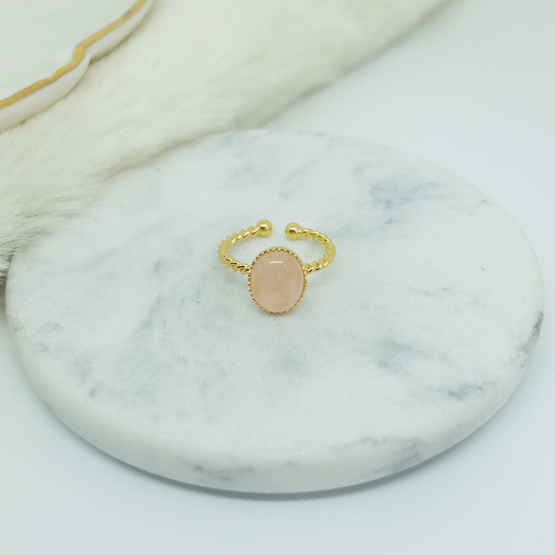 Bague ANDREA plaqué or / quartz rose