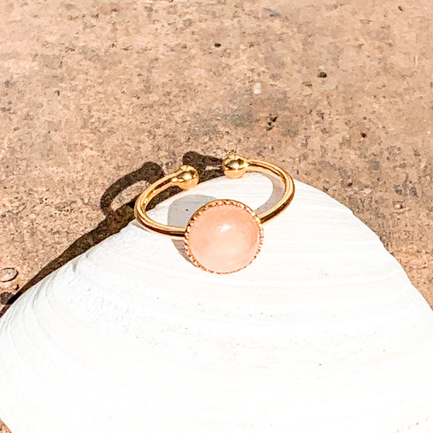 Bague JEANNE plaqué or / quartz rose