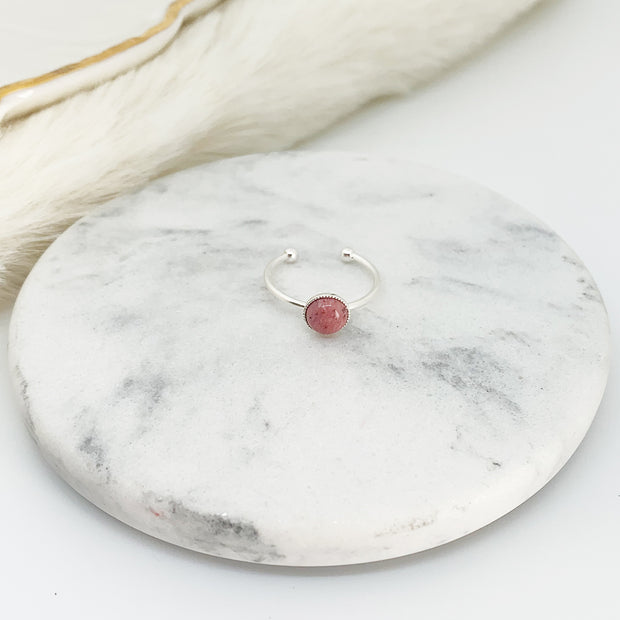 Bague JEANNETTE argent / rhodonite rose