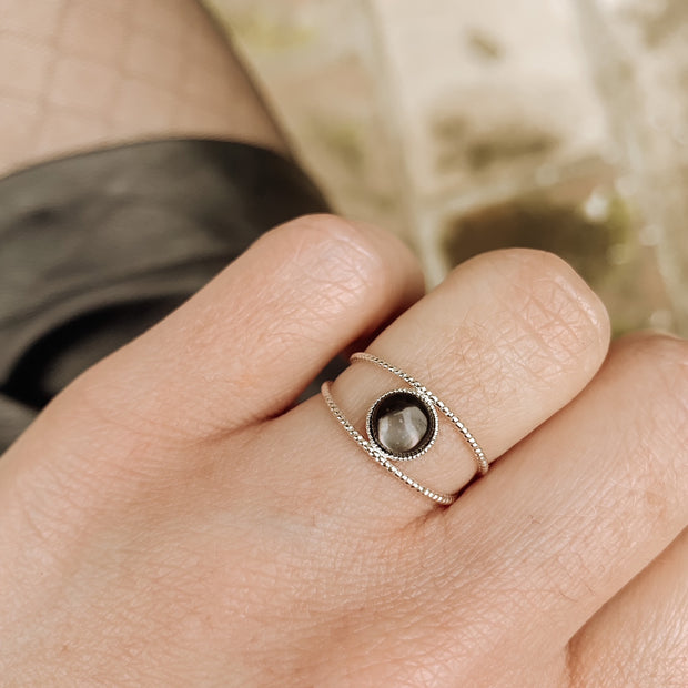 Bague LILIE argent / nacre grise