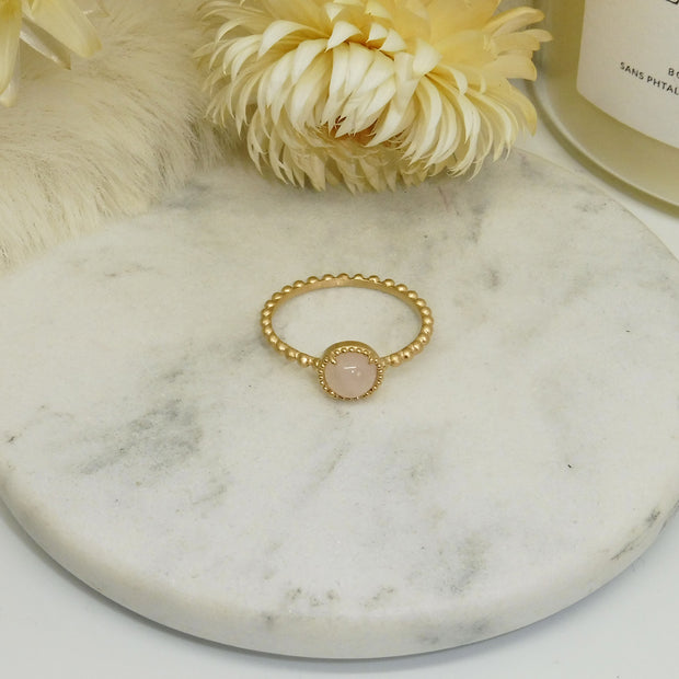 Bague LIZZY plaqué or / quartz rose