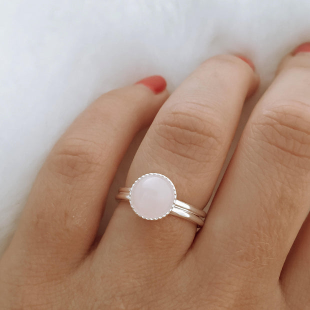 Bague MATHILDA argent / quartz rose