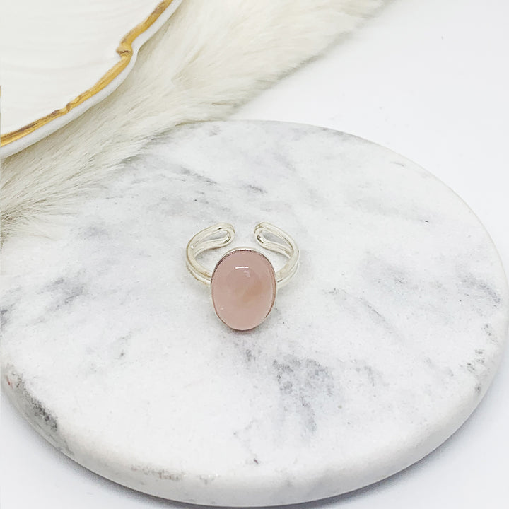 bague argent et quartz rose MINA