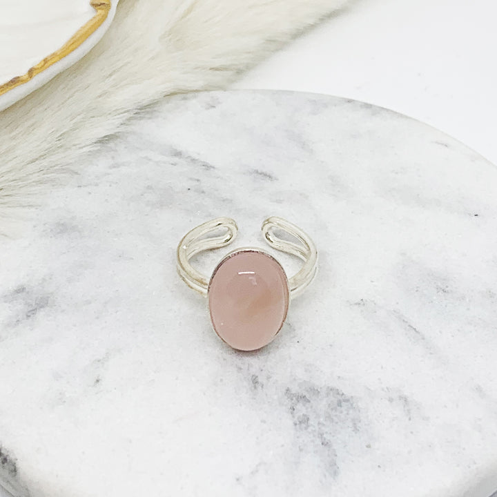 bague argent et quartz rose MINA