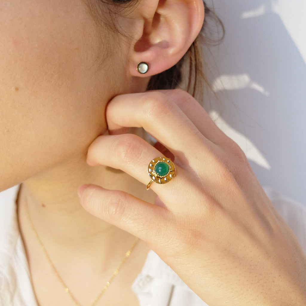 puces d'oreilles nacre grise AVA