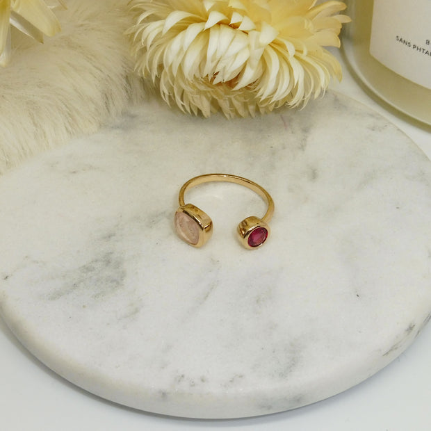 Bague YSEUT plaqué or / quartz rose