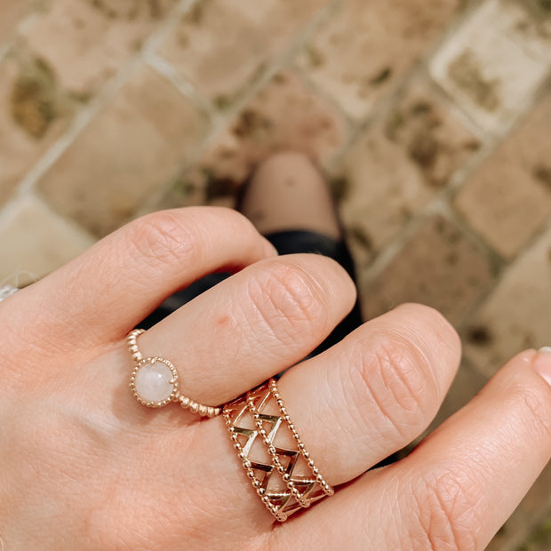 Bague LIZZY plaqué or / quartz rose