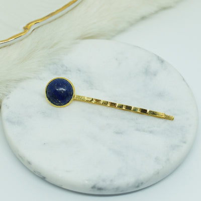barrette dorée lapis lazuli LIV
