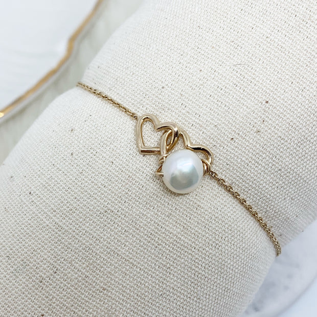 Bracelet LOVE plaqué or / perle