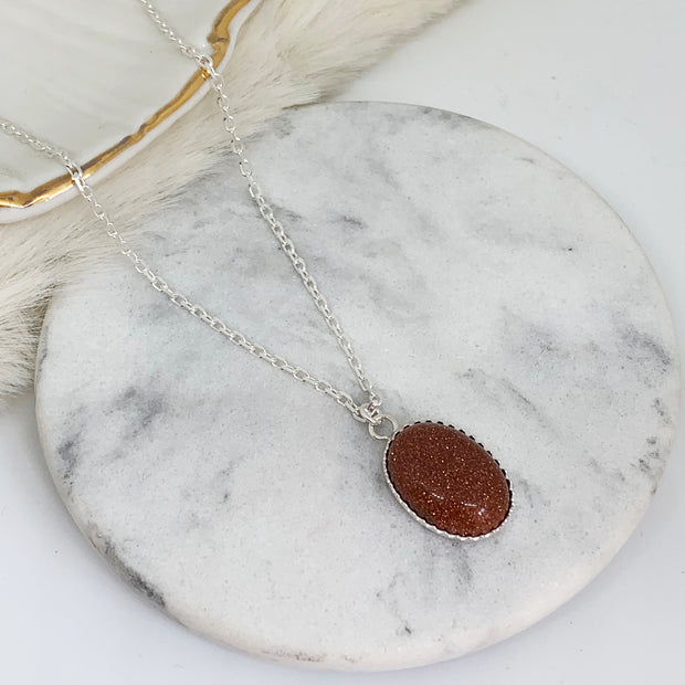 Sautoir JADE argent / pierre de soleil