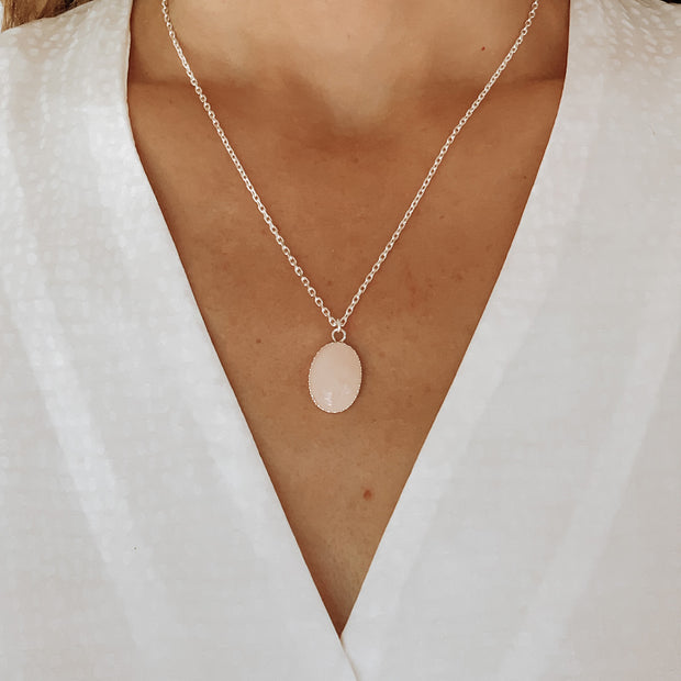 Pendentif JADE argent / quartz rose