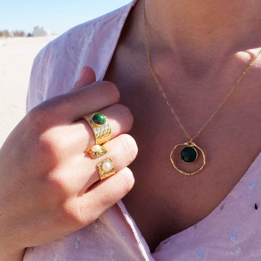 Pendentif CELESTE agate verte