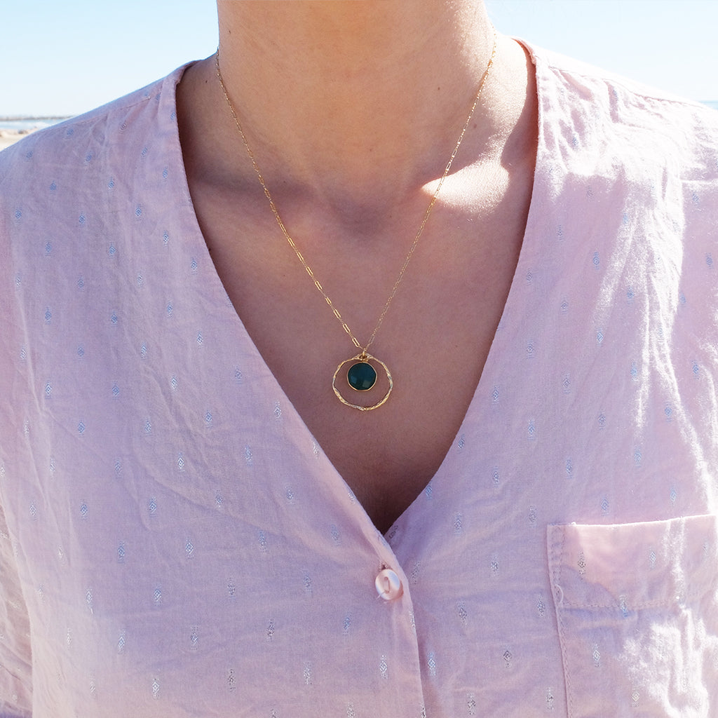 Pendentif CELESTE agate verte