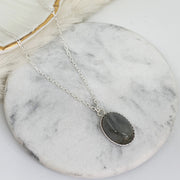 Sautoir JADE argent / labradorite