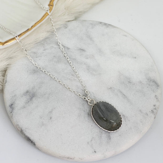 Sautoir JADE argent / labradorite
