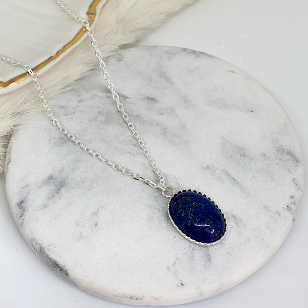 Sautoir JADE argent / lapis lazuli
