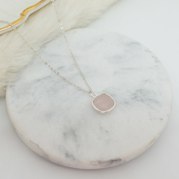 Pendentif LISE argent / quartz rose