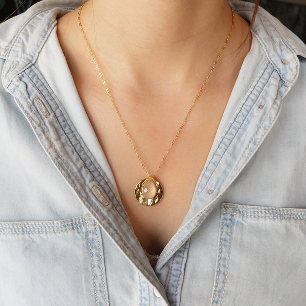 Pendentif LOU quartz rose