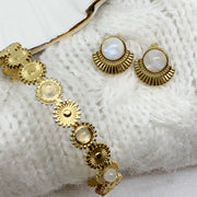 Ensemble NOELIE jonc + boucles pierre de lune