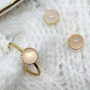 Ensemble JEANNETTE bague + puces quartz rose