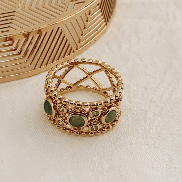 Bague LYA plaquée or / aventurine