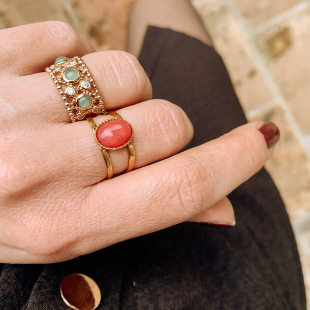 Bague LYA plaquée or / aventurine