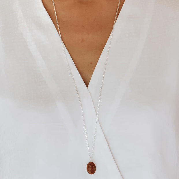 Sautoir JADE argent / pierre de soleil